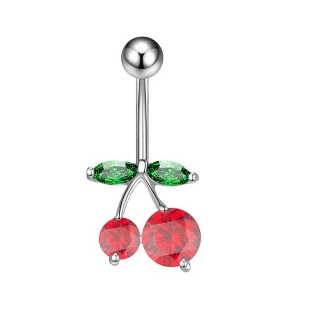 Cherry Crystal Belly Button Piercing Stainless-steel