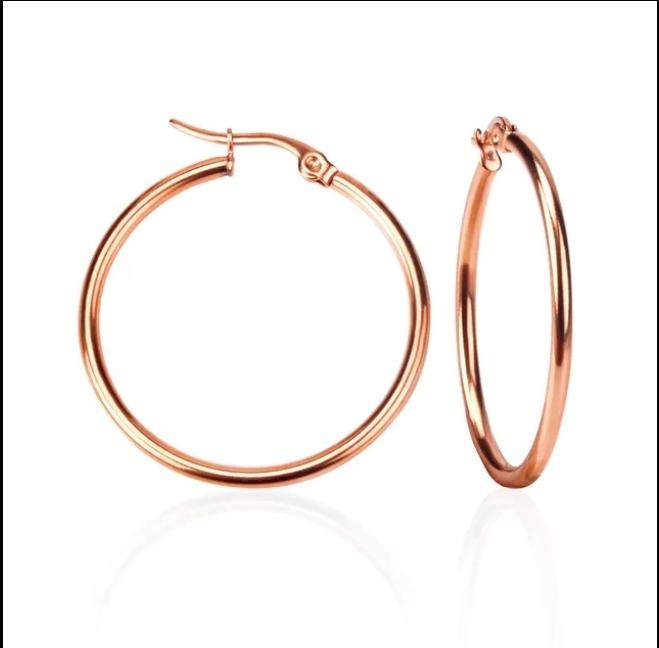 Stainless Steel Hoops Rose Gold  Classic Design