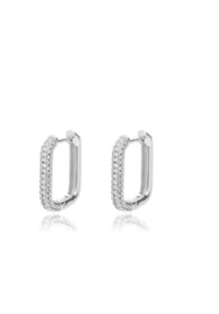 Gold Hoop Earring Stainless Steel Zirconia Accent