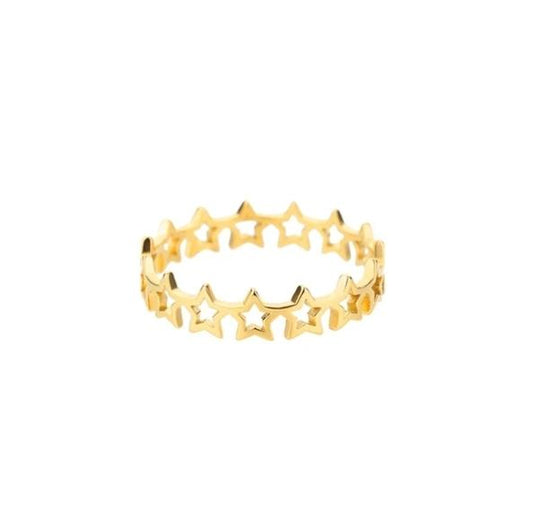 Stars Stainless Steel Women Gold Ring