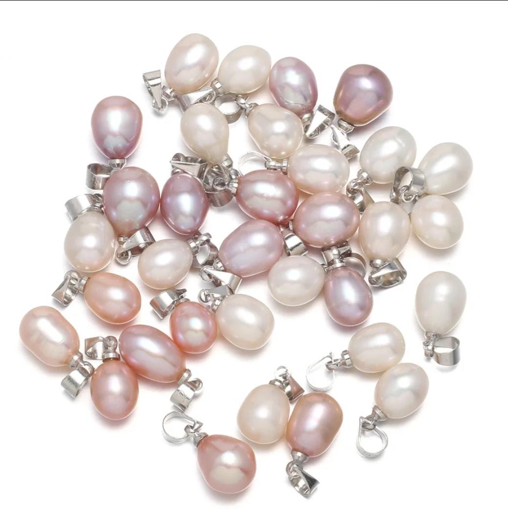 Natural Freshwater Pearl Pendant. Silver Plated. Pink Pearls. Accessories. Only one