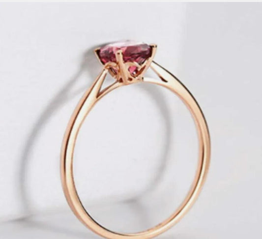 Vintage Rose Gold Plated Ring Imitation Pink Zirconia Size 6