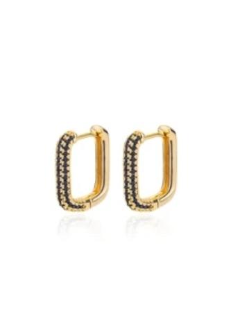 Gold Hoop Earring Stainless Steel Zirconia Accent