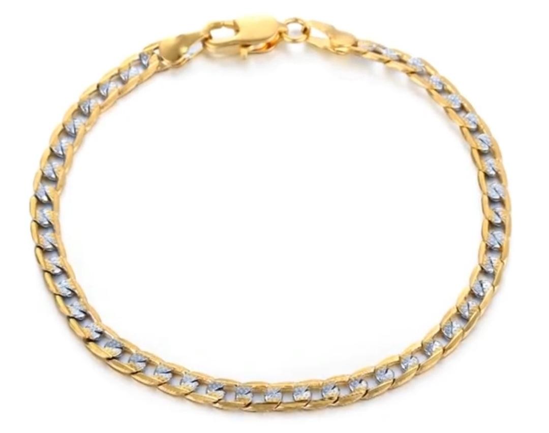 Two-tone Stainless Steel Cuban Link Bracelet for Men and Women