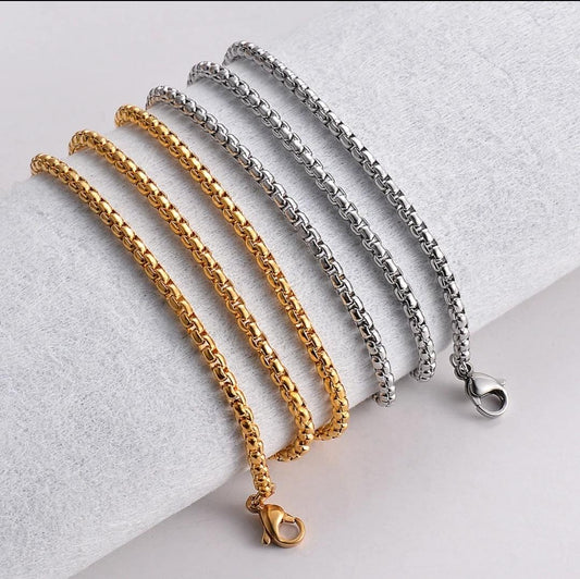 Gunmetal Color Stainless Steel Chain for Men Square Link and Women