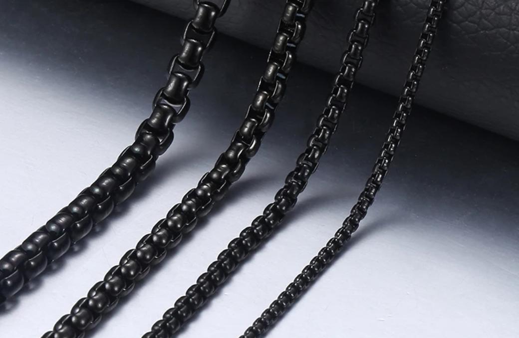 Black Color Stainless Steel Chain for Men Square Link and Women