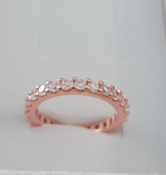 Rose Gold Silver plated 925 Ring with Zirconia Engagement Costume Jewelry