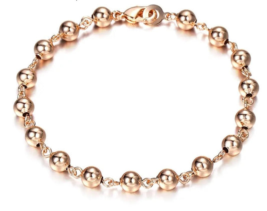 Gold Plated Copper Round Golden Beads Bracelet