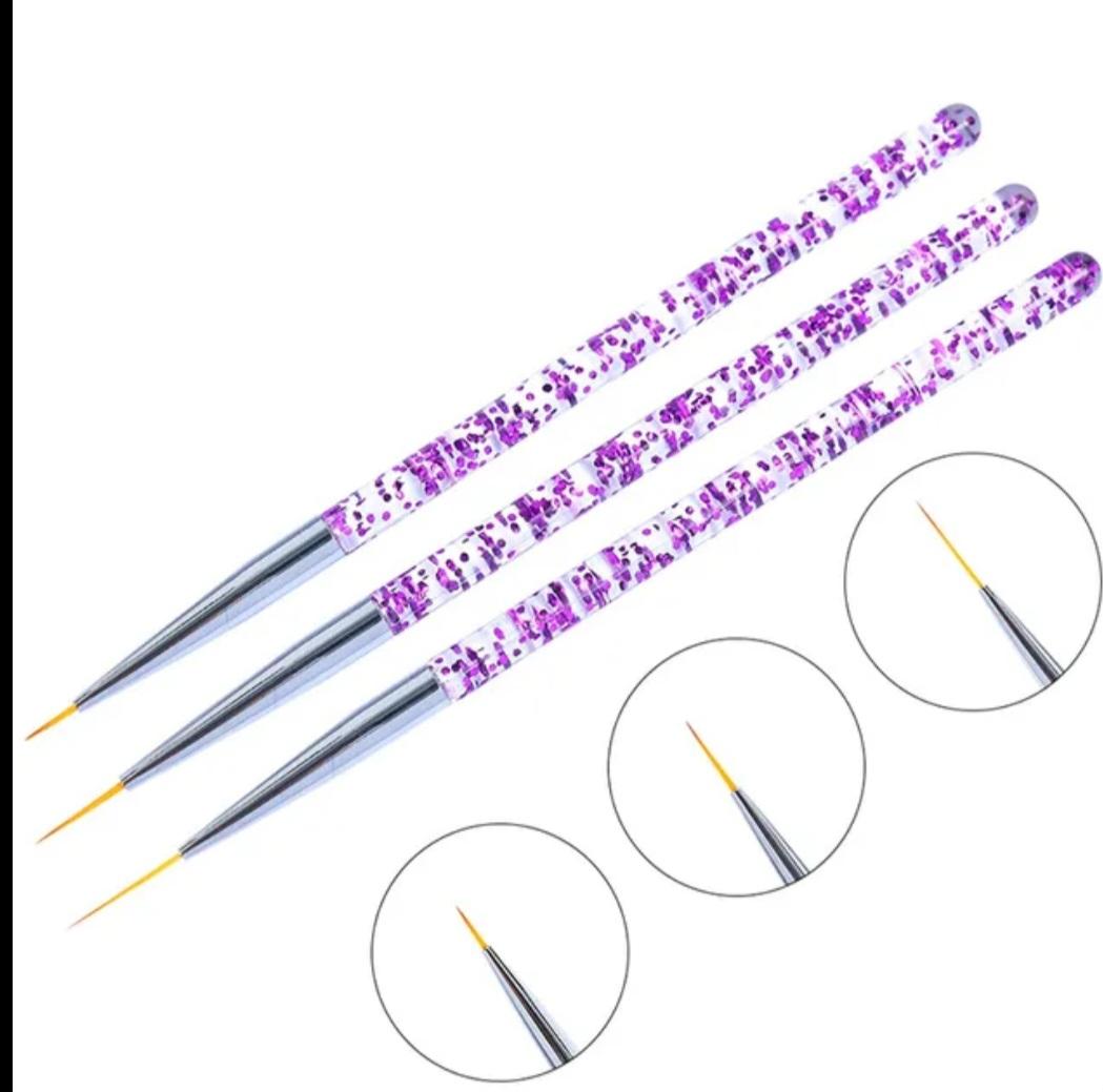 Set Purple Kolinsky Acrylic Manicure Brushes. Nail Art