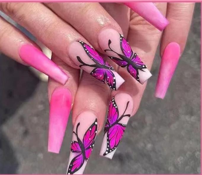 False Nails with Full Coverage. Nails Art. Press on Nails