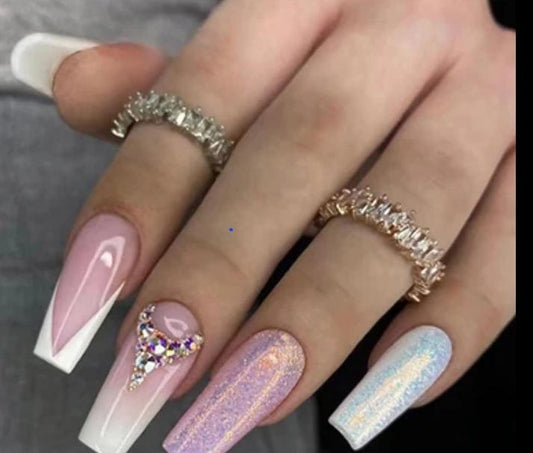 False Nails with Full Coverage. Nails Art. Press on Nails