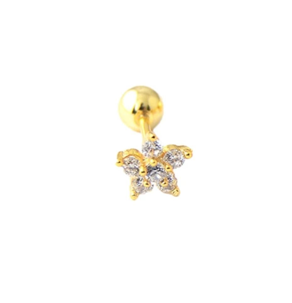 Ear Piercing Flower -Zirconia Earring for Cartilage, Steel Titanium