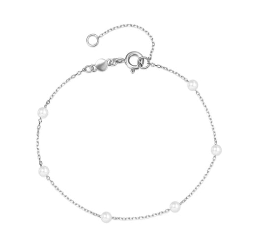 Women's/Girls Bracelet of pearls 925 Sterling Silver in Silver