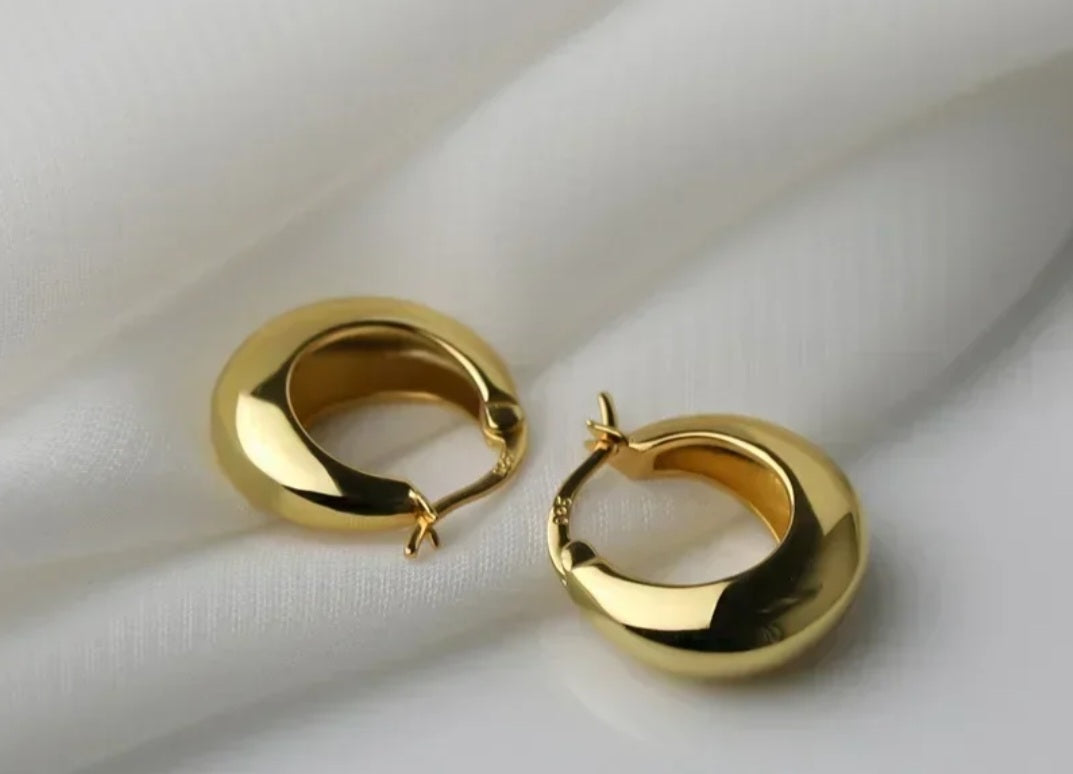 Hoop Earring Gold Geometric. Thick Hoop